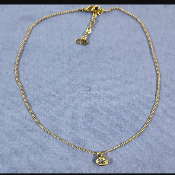 Vintage Christian Dior solitaire Swarovski crystal pendant necklace - Picture 4 of 14